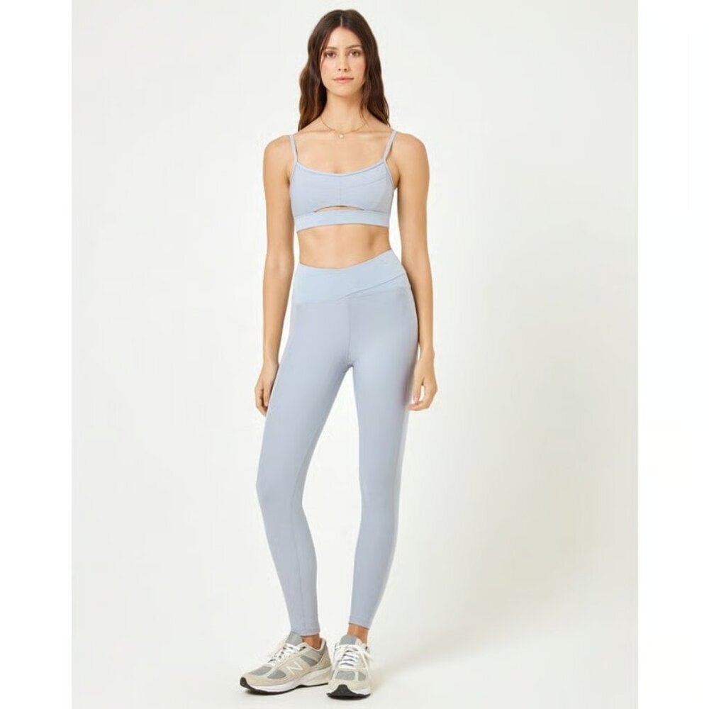 NWT$198 L*SPACE 2-PC SET Rush Sports Bra & Mercer Leggings Ribbed Haze Blue SML